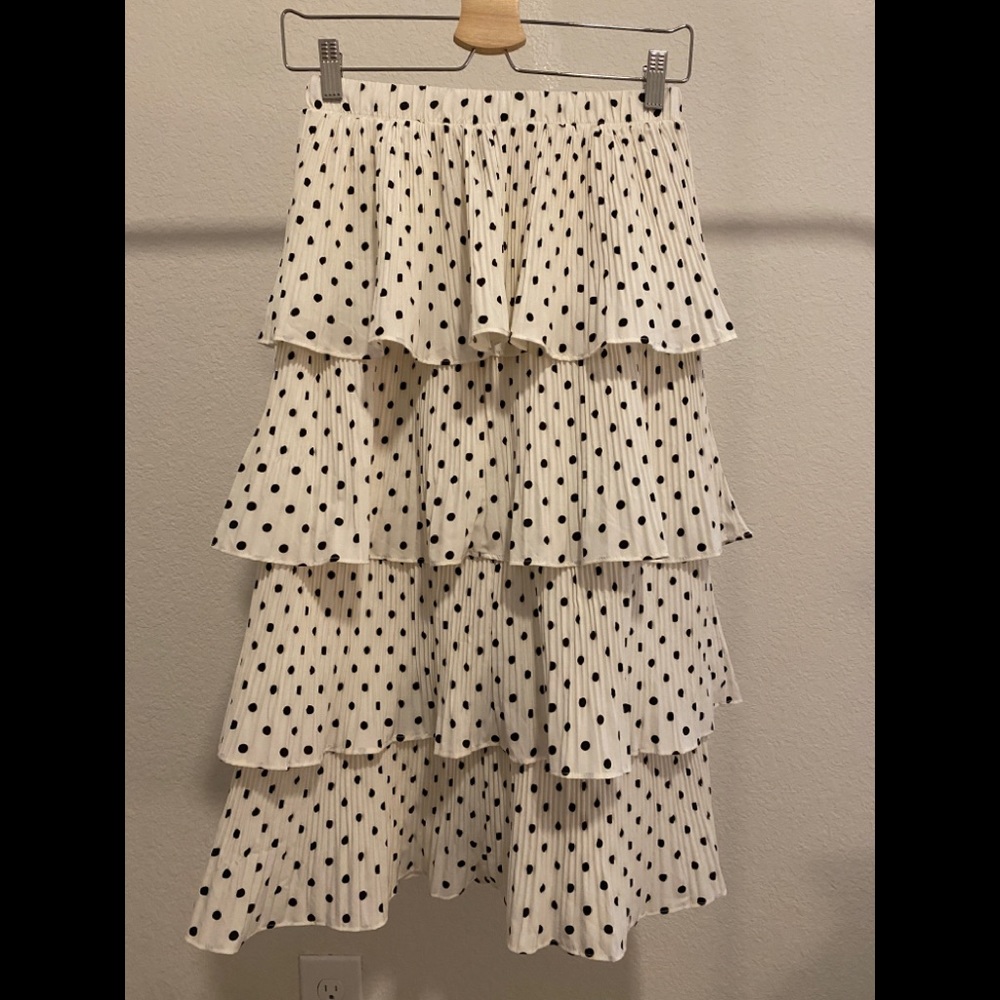 Princess Polly ruffled polka dot midi skirt